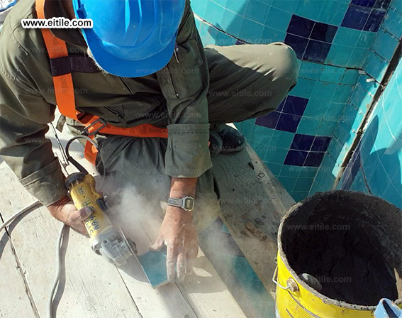 Oman, Sohar Sultan Qaboos mosque dome tile repair work, www.eitile.com
