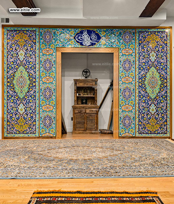 Entrance door decoration with handmade tile panels, www.eitile.com