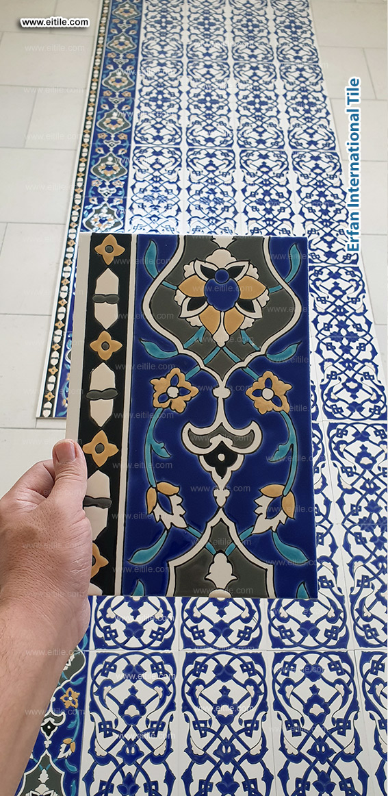 "Create a rich, architectural feel with Eitile’s custom wainscoting tiles (Dado tiles), www.eitile.com."