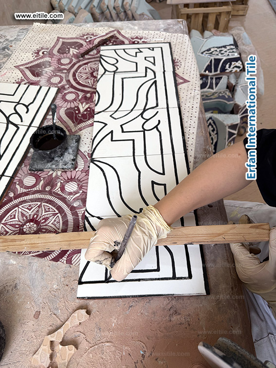 Persian handmade tile craftsmanship by Erfan International Tile, www.eitile.com