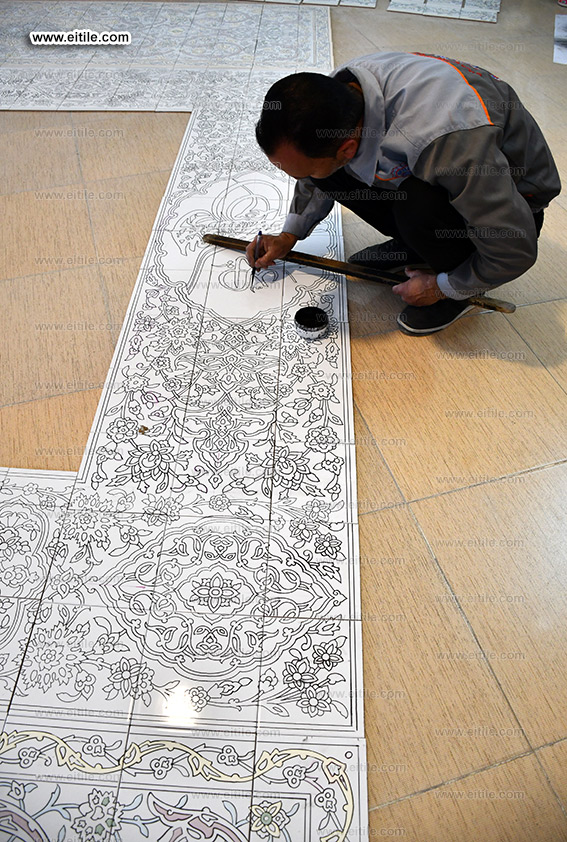 Entrance door decoration with handmade tile panels, www.eitile.com