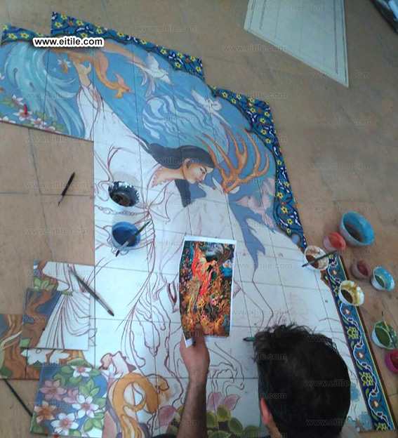 Prof. Farshchiyan miniature painting on handmade tiles, www.eitile.com
