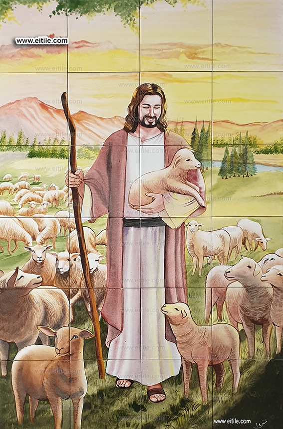 Drawing Jesus picture on tiles, www.eitile.com