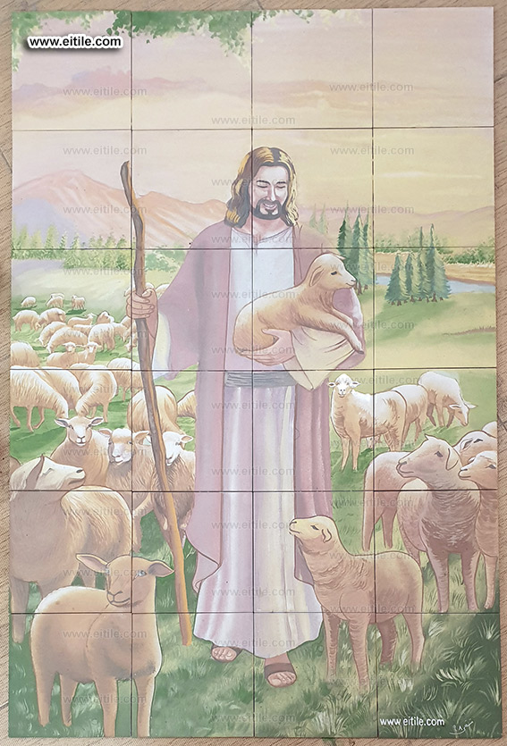 Drawing Jesus picture on tiles, www.eitile.com