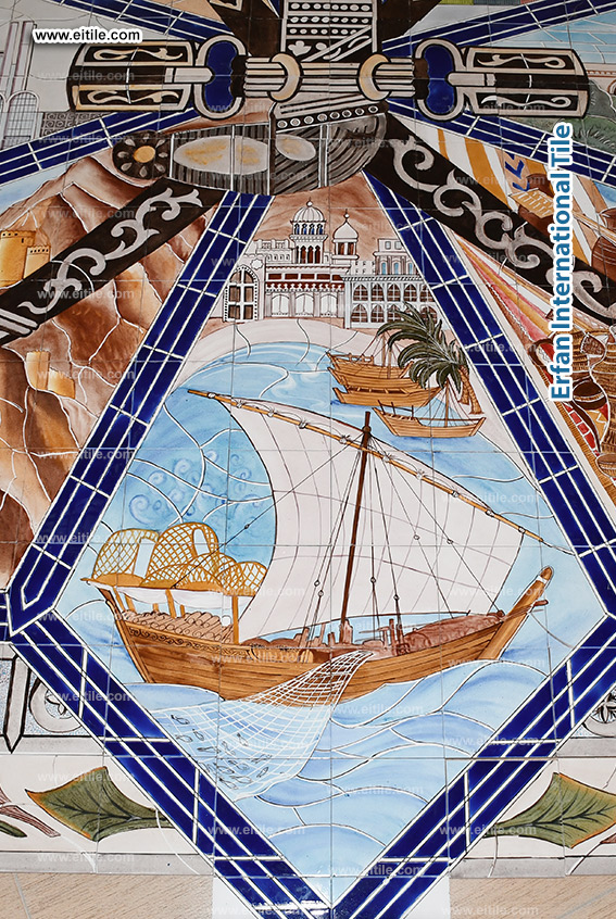 Hand painted tile panel work for Oman, Muscat municipality, www.eitile.com