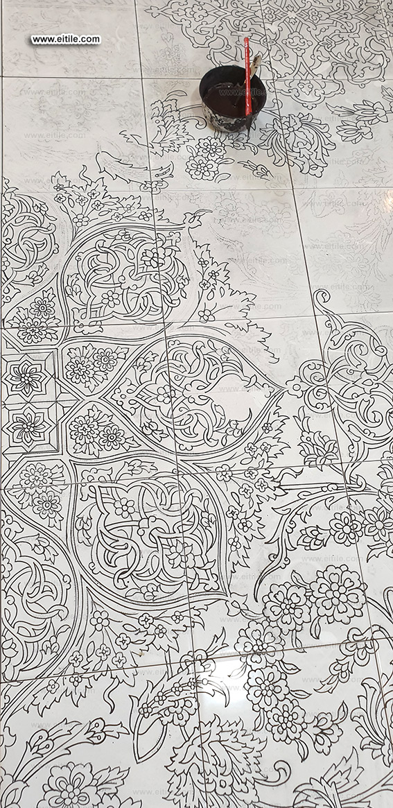 Floor carpet design on handmade tiles, www.eitile.com