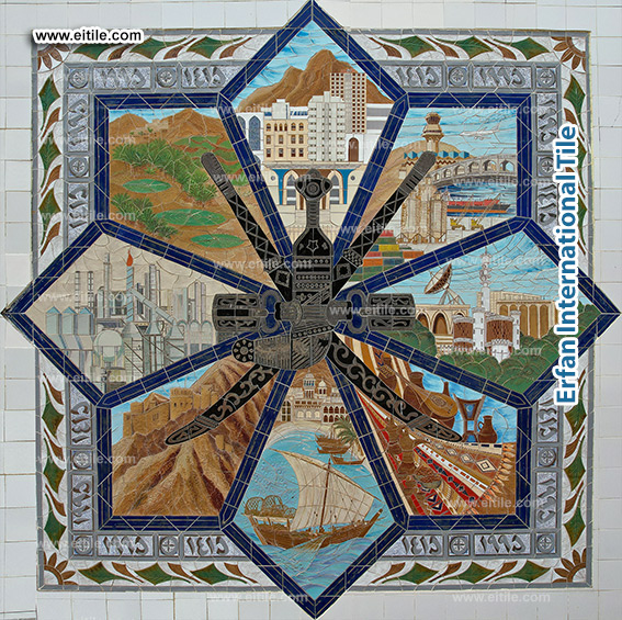 Hand painted tile panel work for Oman, Muscat municipality, www.eitile.com