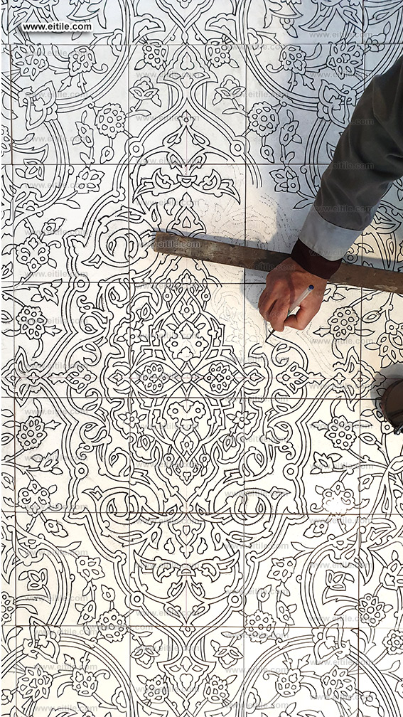 Entrance door decoration with handmade tile panels, www.eitile.com