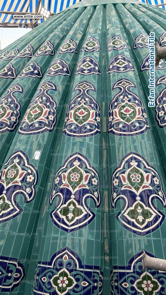 Samarkand Imam Al Moturidi's mausoleum dome tile renovation work, www.eitile.com
