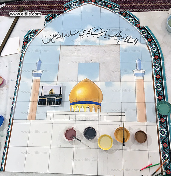 Mosque picture drawing on tiles, www.eitile.com