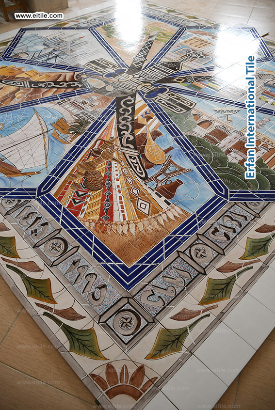 Hand painted tile panel work for Oman, Muscat municipality, www.eitile.com
