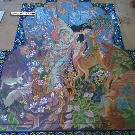 Prof. Farshchiyan miniature painting on handmade tiles, www.eitile.com