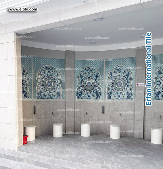 Handmade Girih tiles (Zellige design) designed and manufactured by Eitile, adorning the ablution area of Mohammed Ali Mosque, Eydhafushi Island, Maldives, www.eitile.com Handmade Girih tiles (Zellige design) designed and manufactured by Eitile, adorning the ablution area of Mohammed Ali Mosque, Eydhafushi Island, Maldives, www.eitile.com
